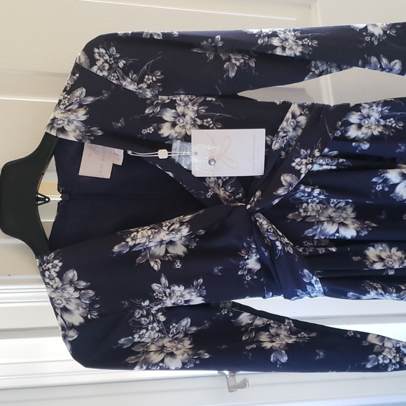 Gal Meets Glam Vienna Floral Midi Tie Dress size 0 NWT - Picture 6 of 12